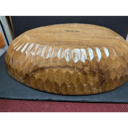 Vintage 1980s Acacia monkeypod wood Caesar salad bowl 7 pc. set serving oval