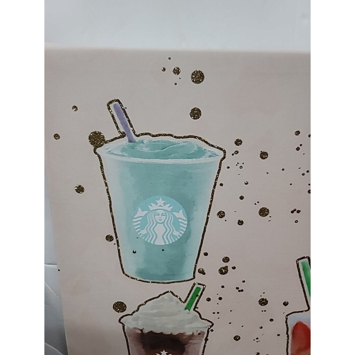 Starbucks- Coffee Addict - 14” X 14” Canvas Wall Art Pink Glitter Girly