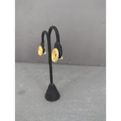 Vintage Gold Tone Cut out Chain Link Swirl Clip On Earrings Retro Modern