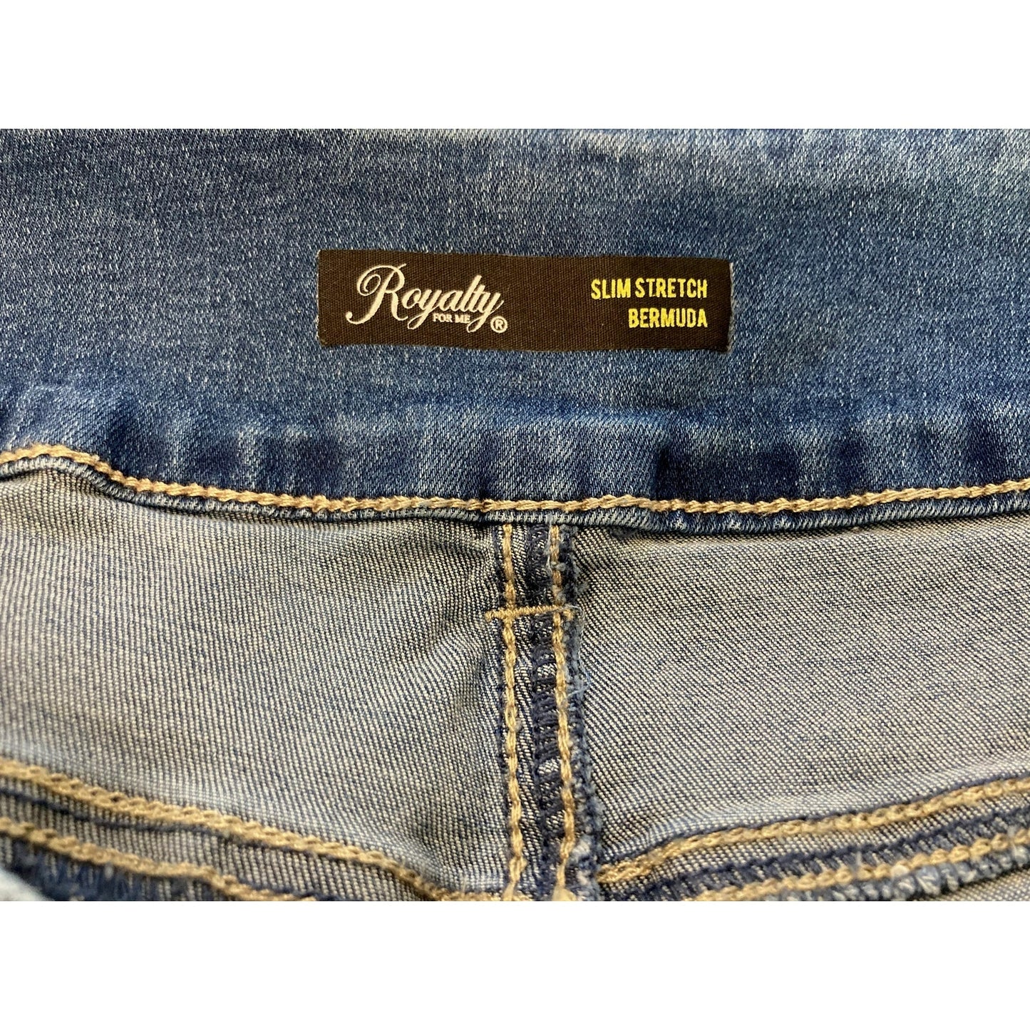 NWT Royalty Slim Stretch High Rise Bermuda Denim Shorts Size 20W in Blue Wash