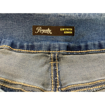 NWT Royalty Slim Stretch High Rise Bermuda Denim Shorts Size 20W in Blue Wash