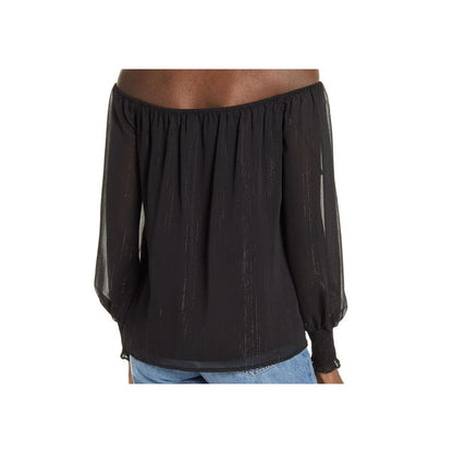 Wayf Dede & Emily Sarah Metallic Off Shoulder Top Sz XL/Extra Large in Black NWT