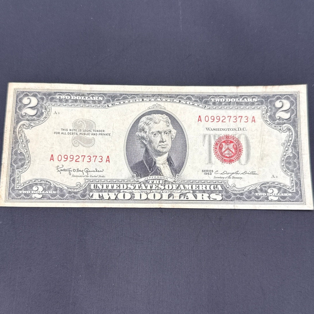 Paper Currency Bank Note USA Paper Money $2 Series 1963 red seal