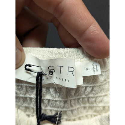 ASTR The Label White Smocked Back Cropped Top Size Small casual summer Flirty