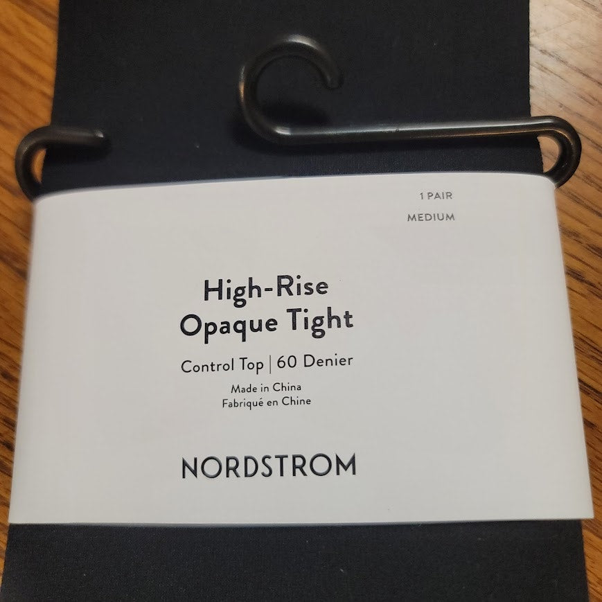 NWT Nordstrom High-Rise Opaque Tight Black Control Top Luxury Hosiery MEDIUM