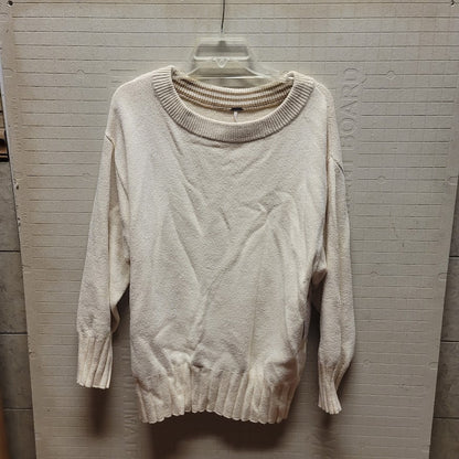 Free People Ivory Combo Street Fair XS Sweater NEW Ribbed Cuffs Waist Crew Neck