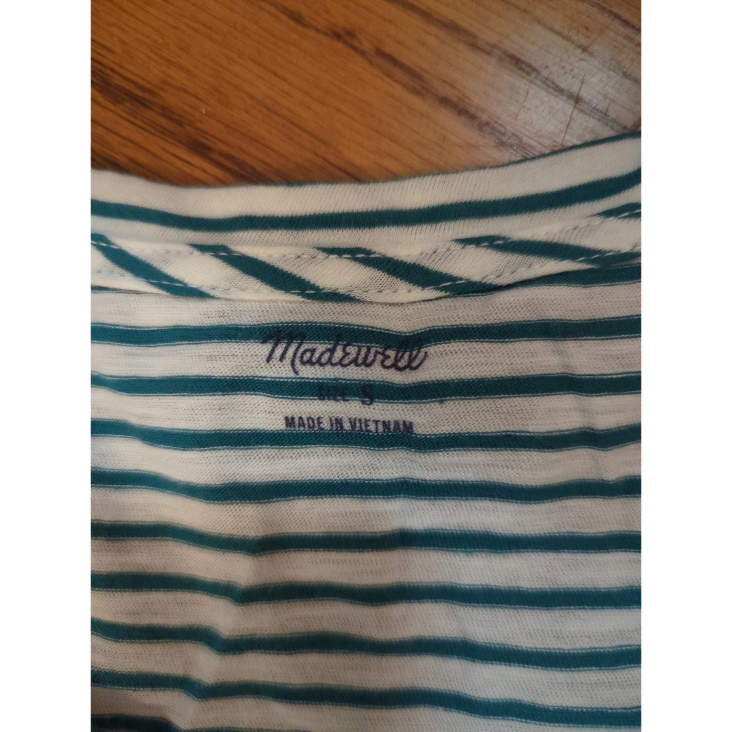 Madewell Green Stripe Pocket Tank Top Medium Nautical Preppy Coastal Classic