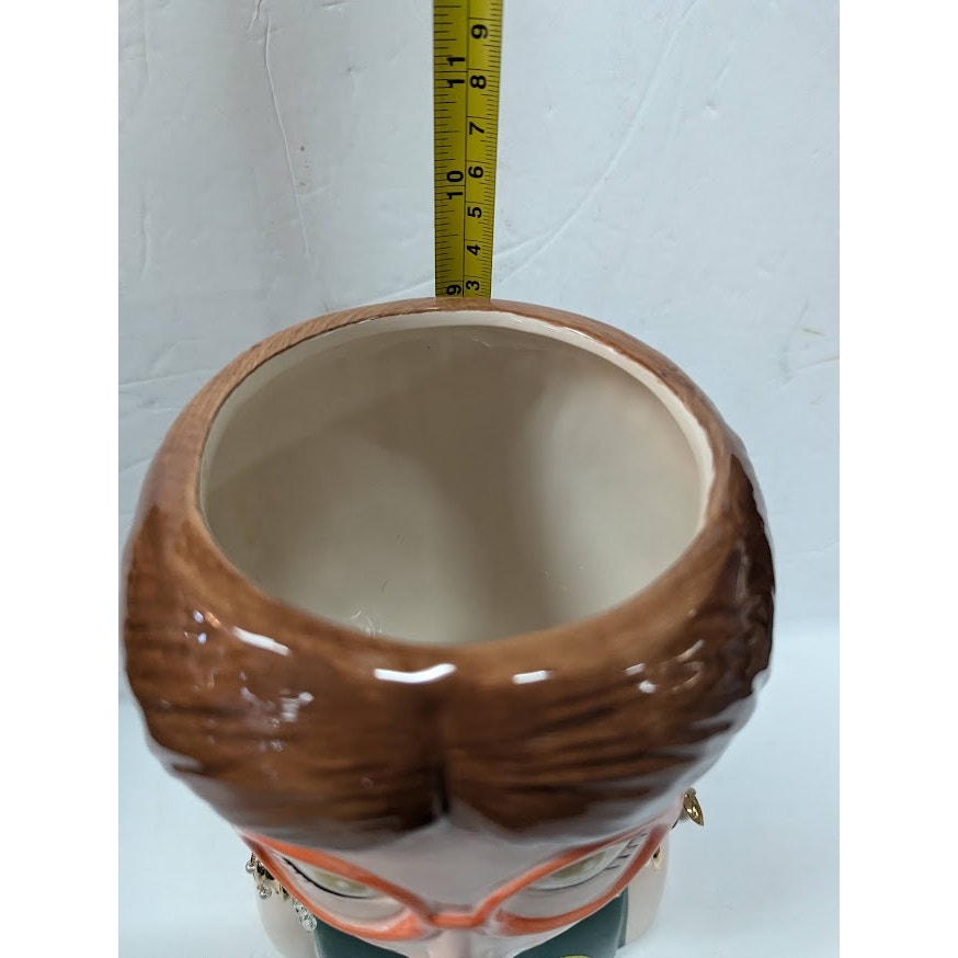 Large Ceramic Fruit lady headvase planter Multi 9" tall LEMON LUSH spectacles