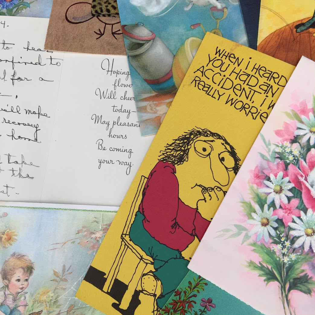 Vintage greeting Cards LOT ephemera Used 1970's GREAT Graphics Scrapbooking