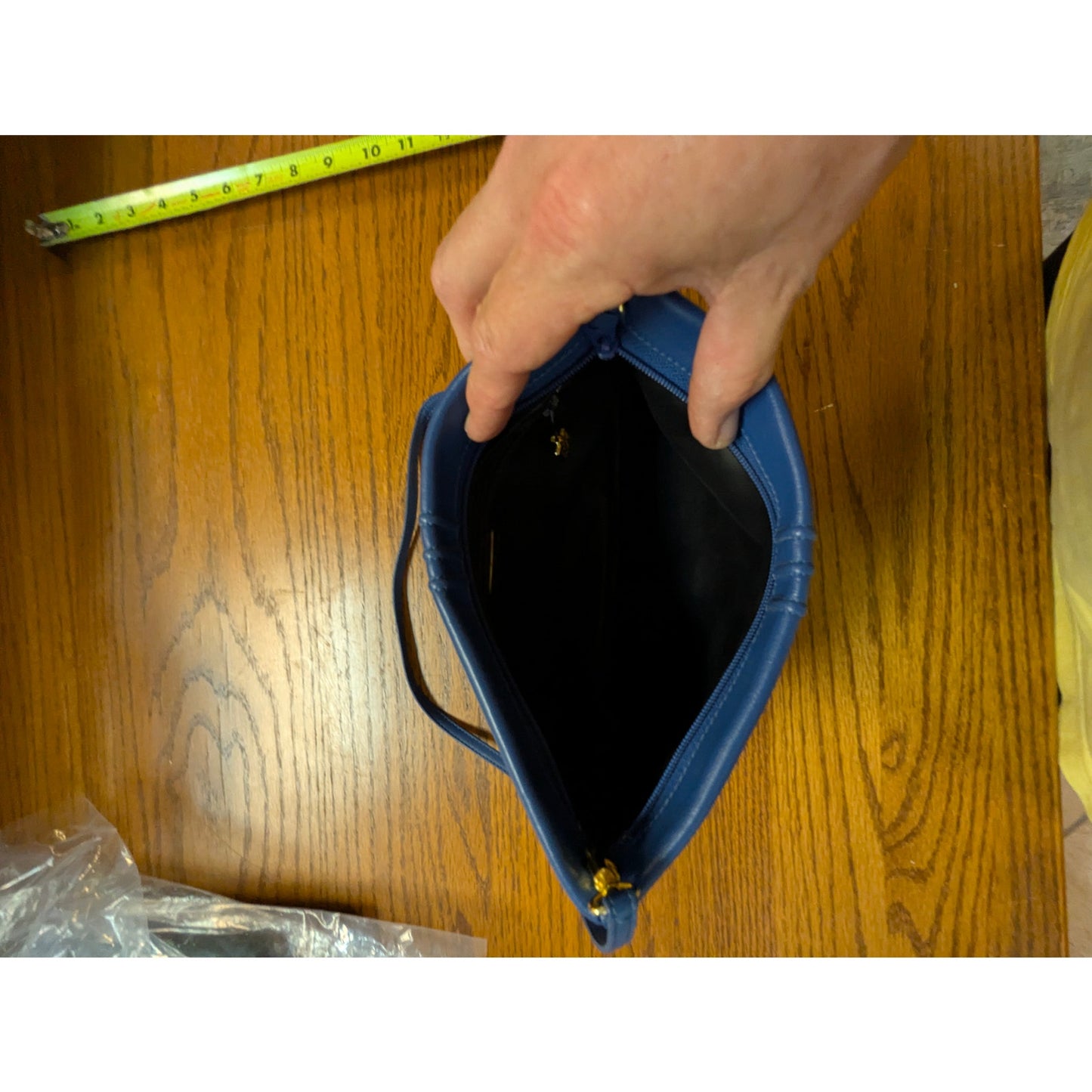 Vintage Anne Klein Blue Leather Minimalist Shoulder Bag Clutch Shoulder Strap