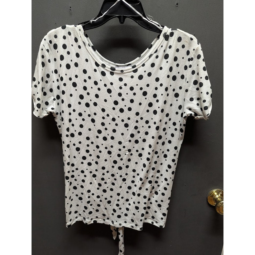 Thyme + Honey Women's White Polka Dot Reversible Tie-Hem Top NWT Size Medium