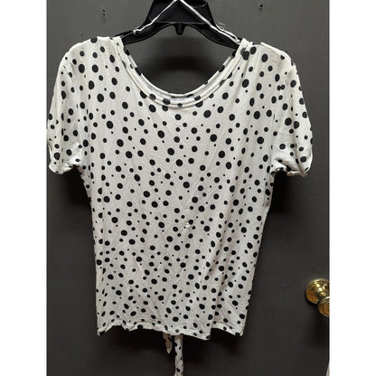 Thyme + Honey Women's White Polka Dot Reversible Tie-Hem Top NWT Size Medium