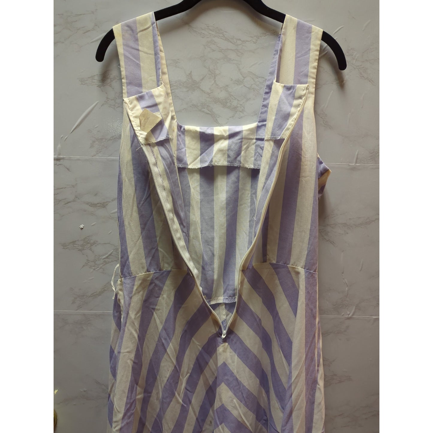 Altogether Vintage square Neck purple white striped dress sleeveless Medium