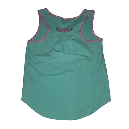 Southern Girl Prep NEW Sleeveless tank Shirt Cotton YOUTH SMALL LIGHT blue plaid