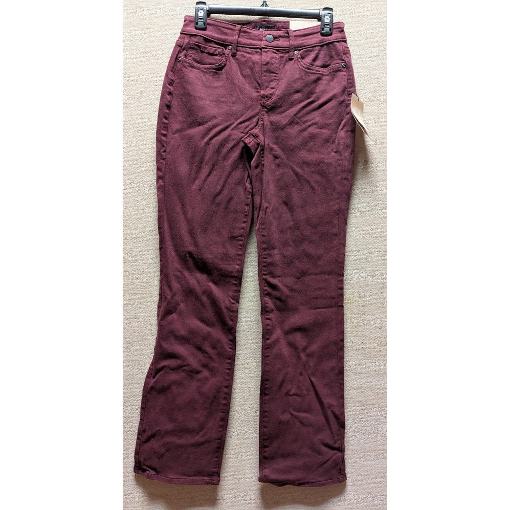 NYDJ Women's Jeans Marilyn Straight Size 4 Deep Merlot Burgundy NWT Ankle