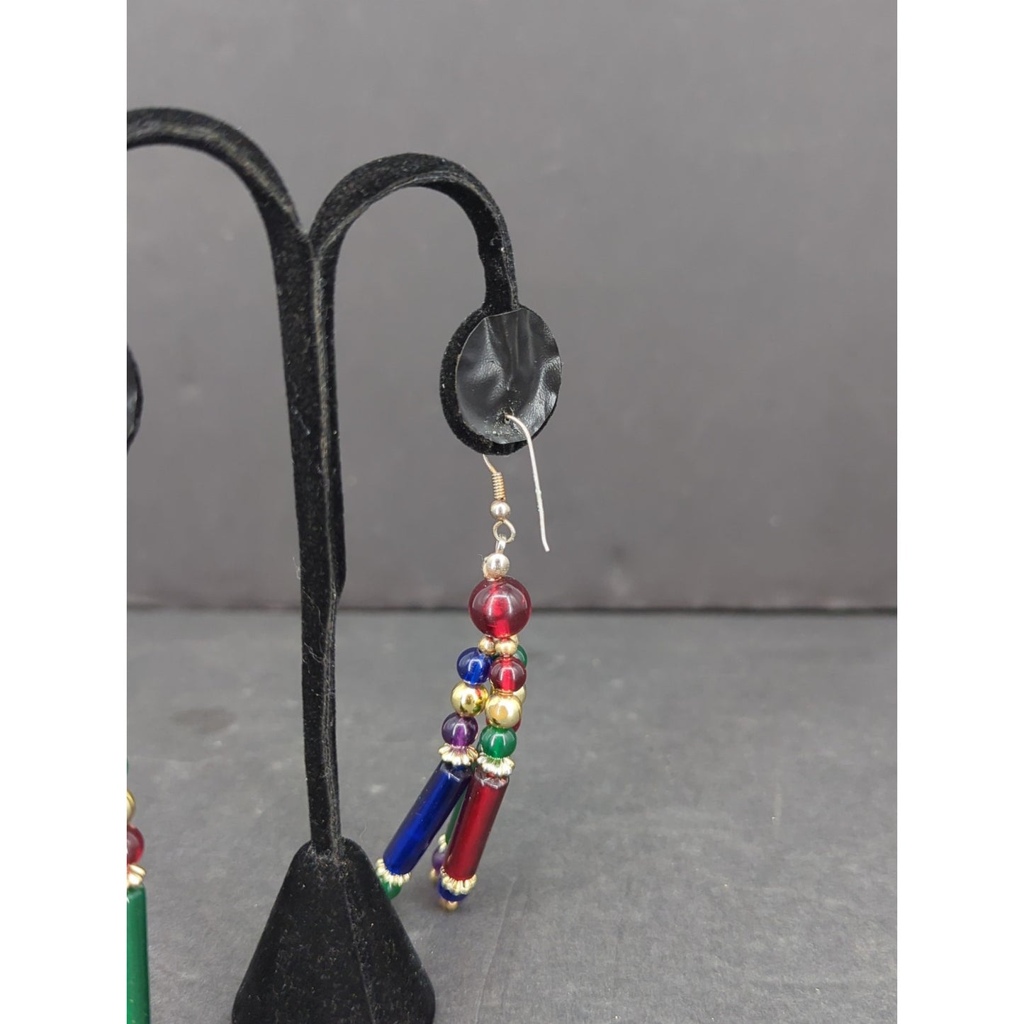 Vintage Beaded Fringe Dangle Earrings Southwestern Boho Pierced Statement