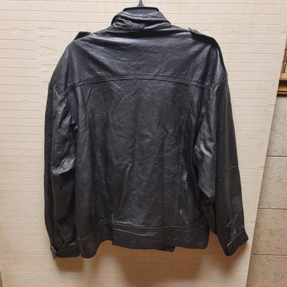 Leatherman Vintage 1980s Black leather Jacket Wing Sleeve Snaps Pockets