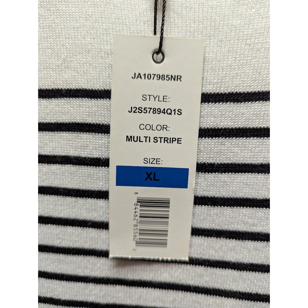 Joseph A. Extra/Large Multi Stripe top Shirt Blue Yellow White XL short sleeve