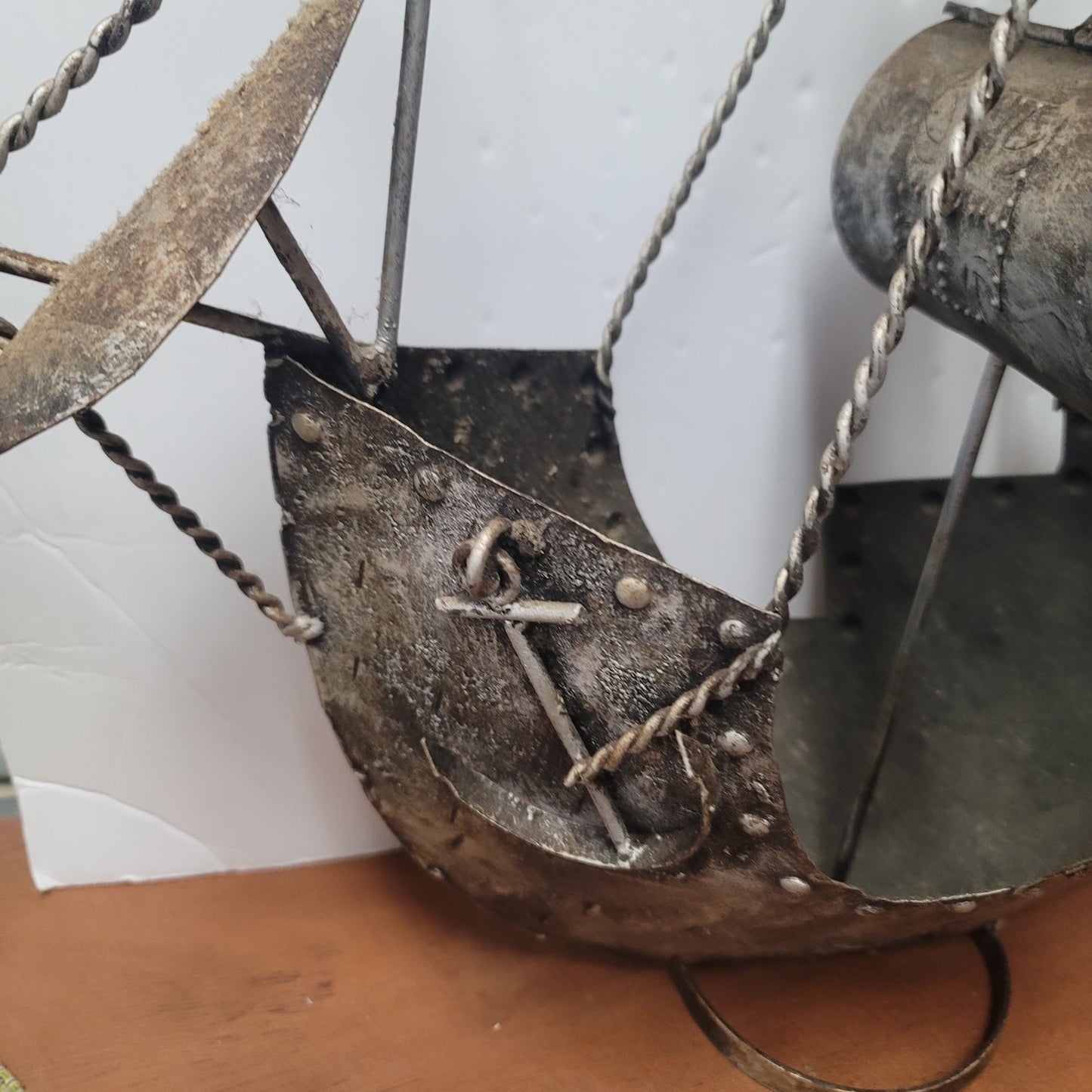 Vintage LARGE metal pirate ship Galleon home decor boat Mariner Schooner