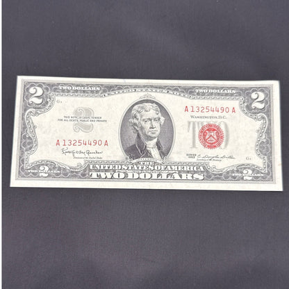 Paper Currency Bank Note USA Paper Money $2 Series 1963 red seal