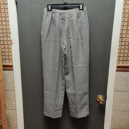 Joan Leslie Classics Black White Houndstooth Pleated Trousers Pants 6P