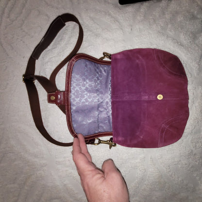 Coach Soho Magenta Suede Flap Shoulder Bag Vintage Y2K Boho Buckle Purse 10389
