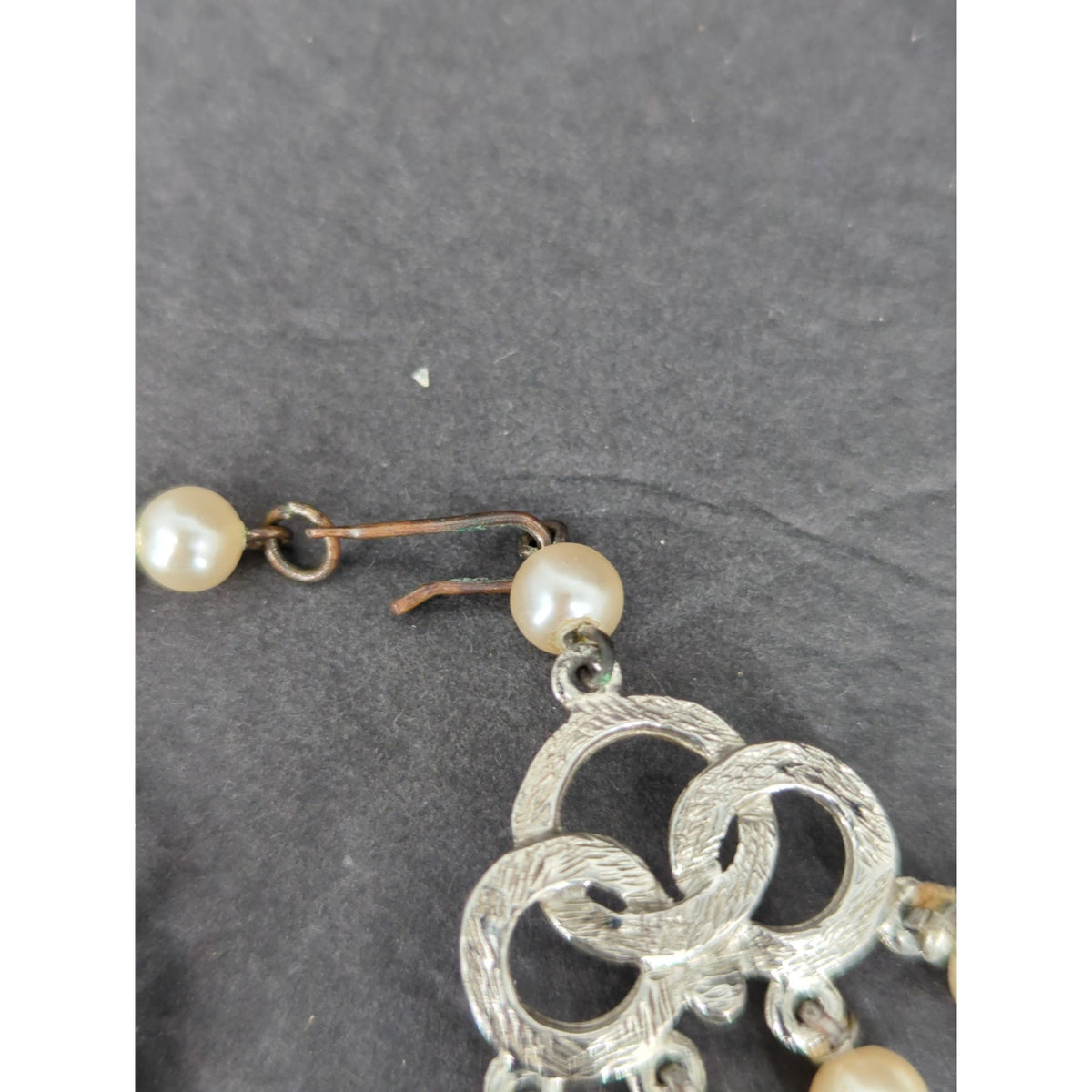 Vintage Multi Strand Faux Pearl Rhinestone Choker Collar Necklace French Country