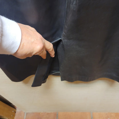 VINTAGE Carlop Piel Original Spain M/L Long black leather pencil Midi GOTH ROCK