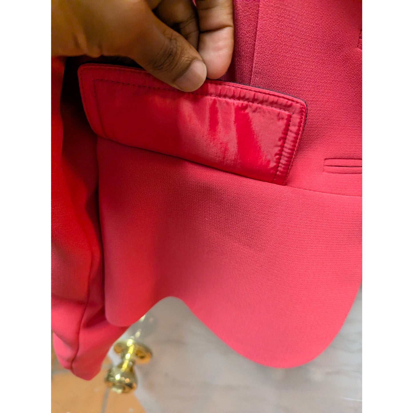 Tahari ASL Vintage Career Pink Contrast Trim Peplum Blazer Polka Dot Lining 6P