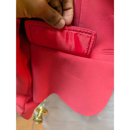 Tahari ASL Vintage Career Pink Contrast Trim Peplum Blazer Polka Dot Lining 6P
