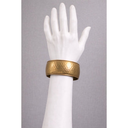 Copper bracelet hammered bangle 1" wide vintage boho statement