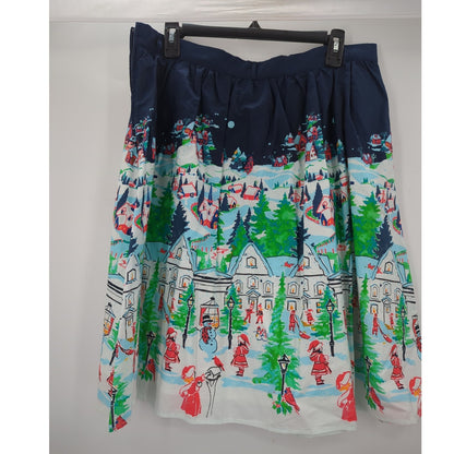 Winter Wonderland Modcloth circle Lined Skirt Size XL Side zip