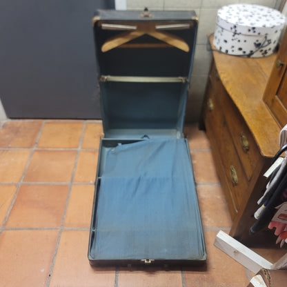 Vintage Industrial Steamer Trunk Wardrobe Antique Luggage Mid-Century Military