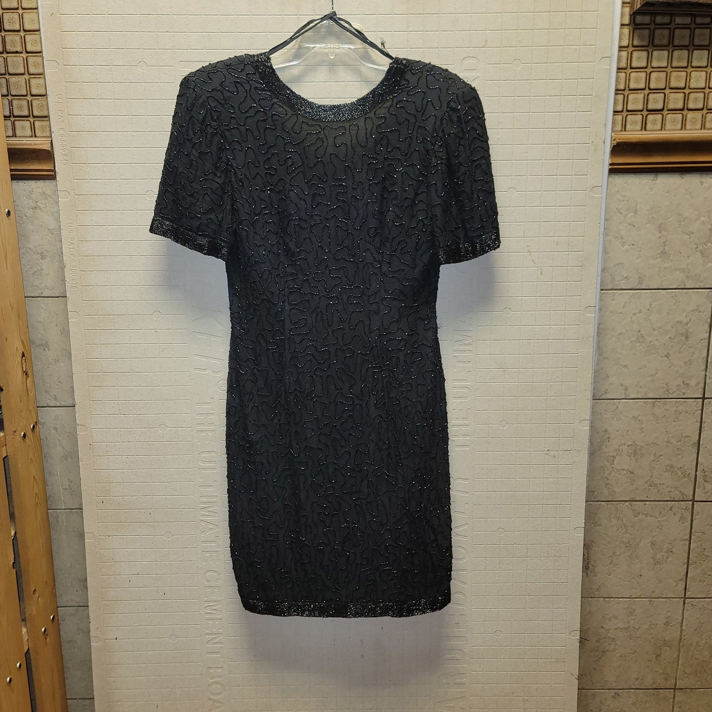 Stenay Vintage 80s Silk Sequin Beaded Knee High 6 Dress Classic Black  Cocktail