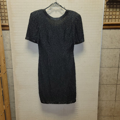 Stenay Vintage 80s Silk Sequin Beaded Knee High 6 Dress Classic Black  Cocktail