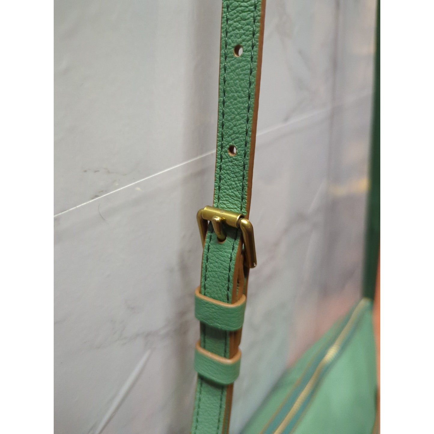 Fossil Heritage Green Pebbled Leather Crossbody Bag Travel Lightweight