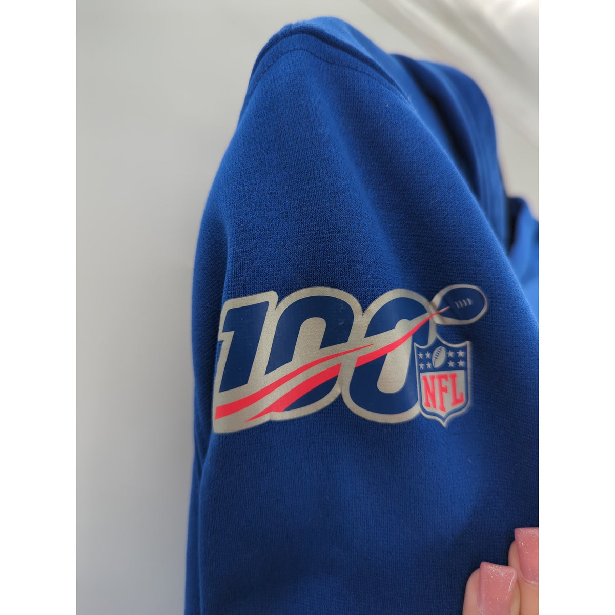 NFL On-Field Apparel NY Giants Pullover Hoodie Kangaroo Pocket Blue Size Large