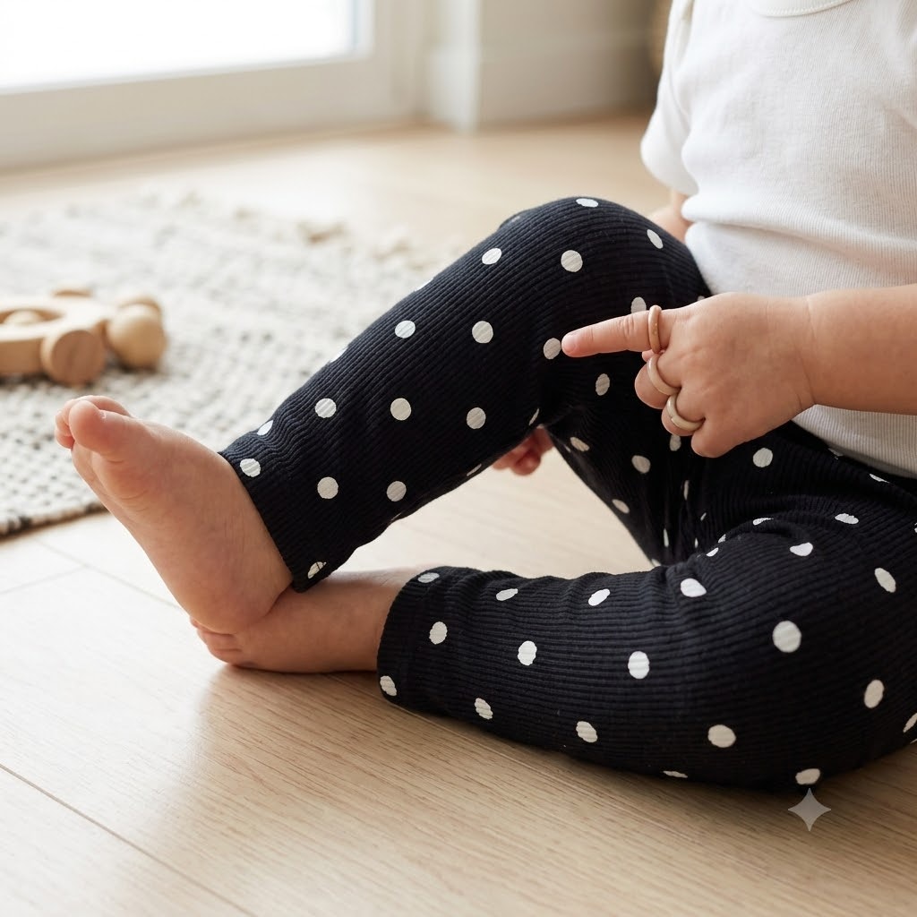 Harper Canyon Baby Black White Polka Dot Ribbed Knit Leggings Size 12 Months