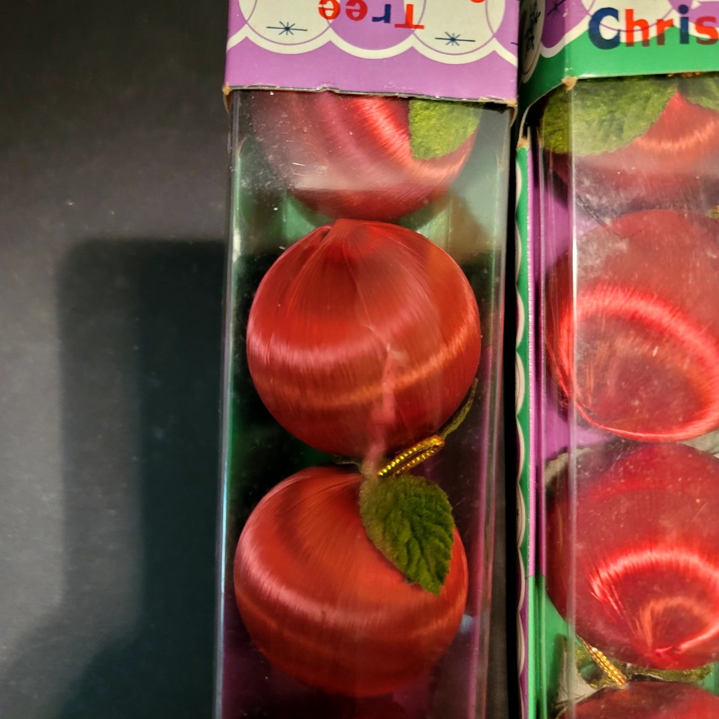 8 spun Nylon vintage christmas tree ornaments 2 packs red 2" balls