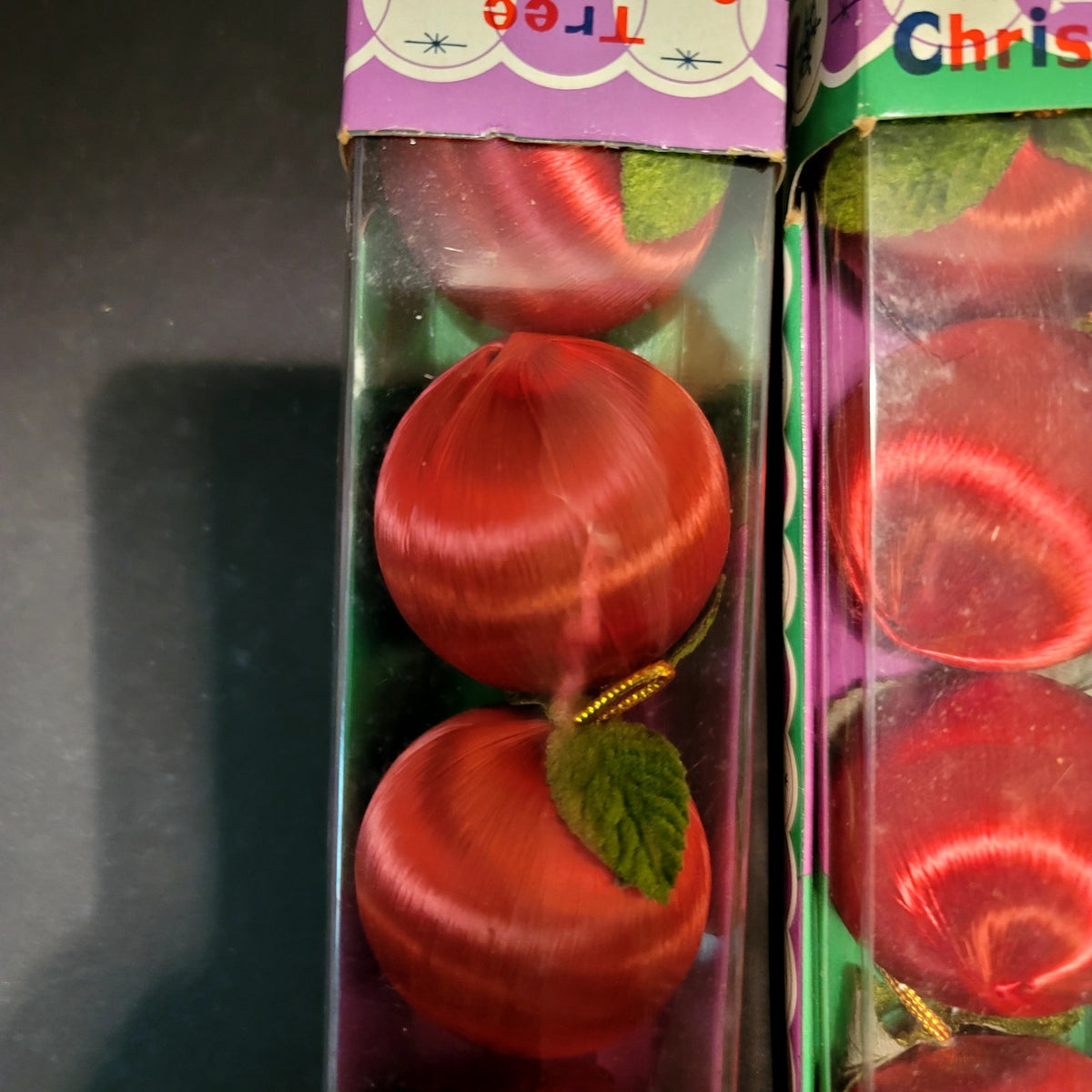 8 spun Nylon vintage christmas tree ornaments 2 packs red 2" balls