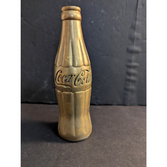 Vintage Brass Coca Cola Bottle Paperweight Solid Metal Contour Sculpture Decor