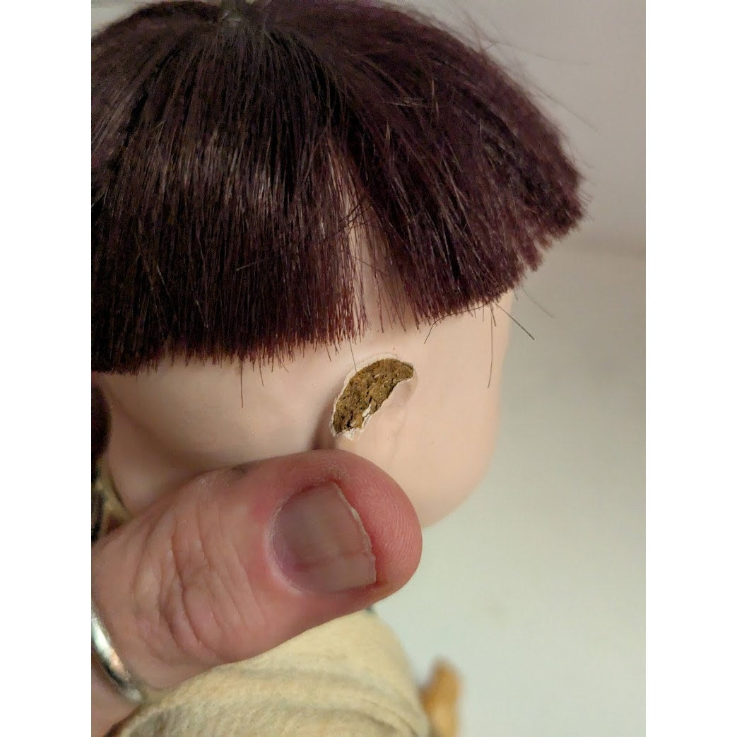1950s Vintage Ichimatsu Gofun BOY DOLL Japanese damaged Ear