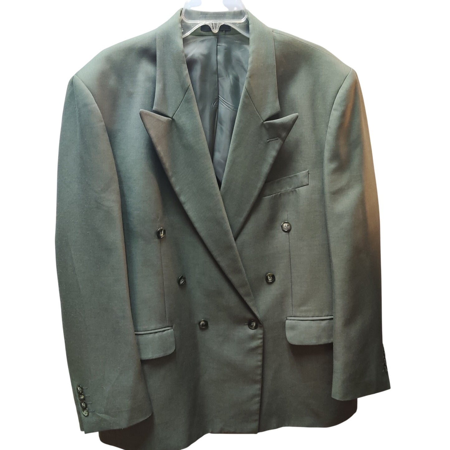 Minelli Uomo Gray Double-Breasted Wool Suit Jacket European Size 56 US 46