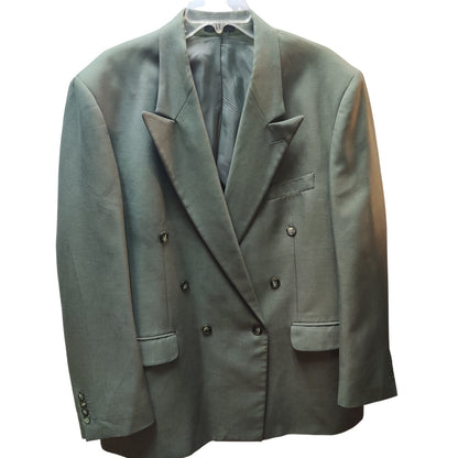 Minelli Uomo Gray Double-Breasted Wool Suit Jacket European Size 56 US 46