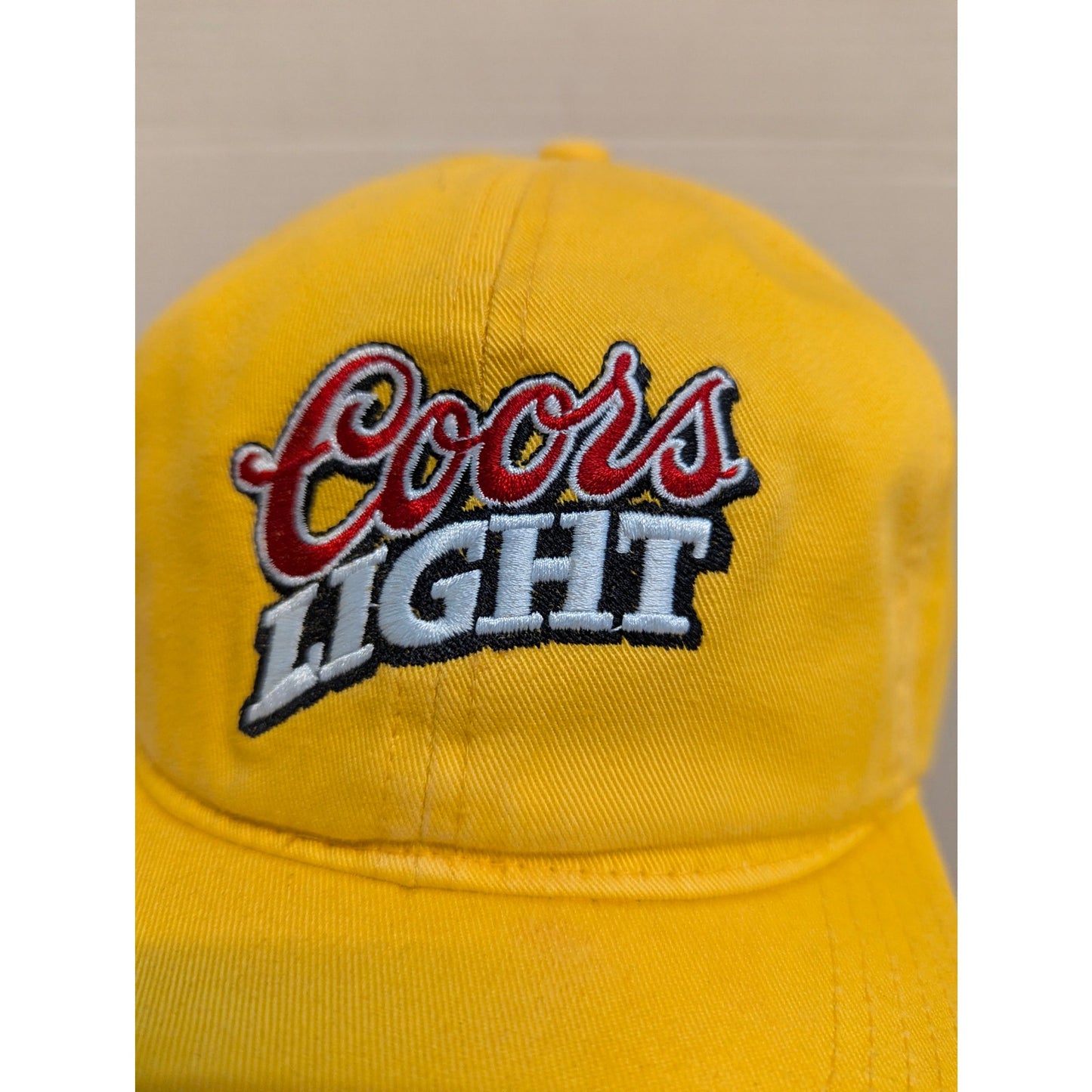 Vintage Mid-Century Coors Light Yellow Snapback Baseball Cap Hat Retro Y2K