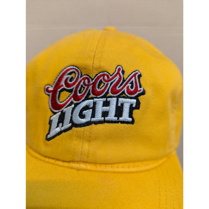 Vintage Mid-Century Coors Light Yellow Snapback Baseball Cap Hat Retro Y2K