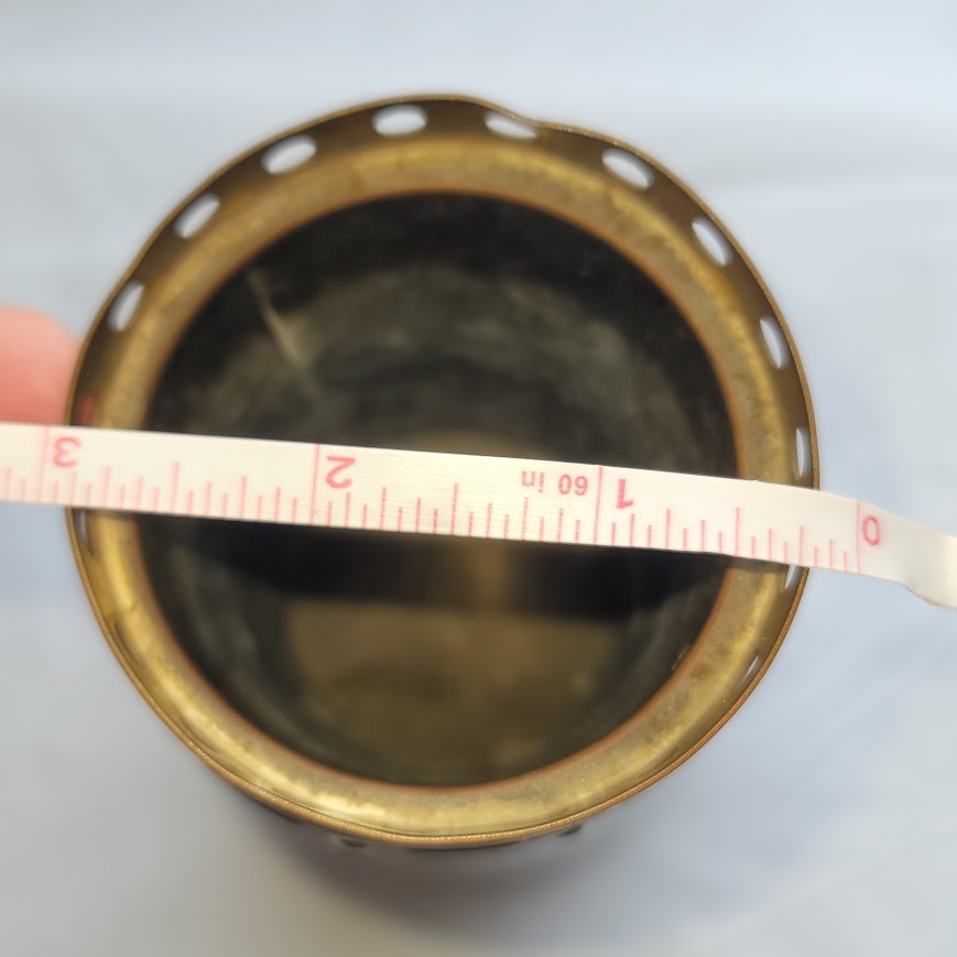 Vintage Art Deco Conical Glass Vase w/ Brass Collar Insert 13"