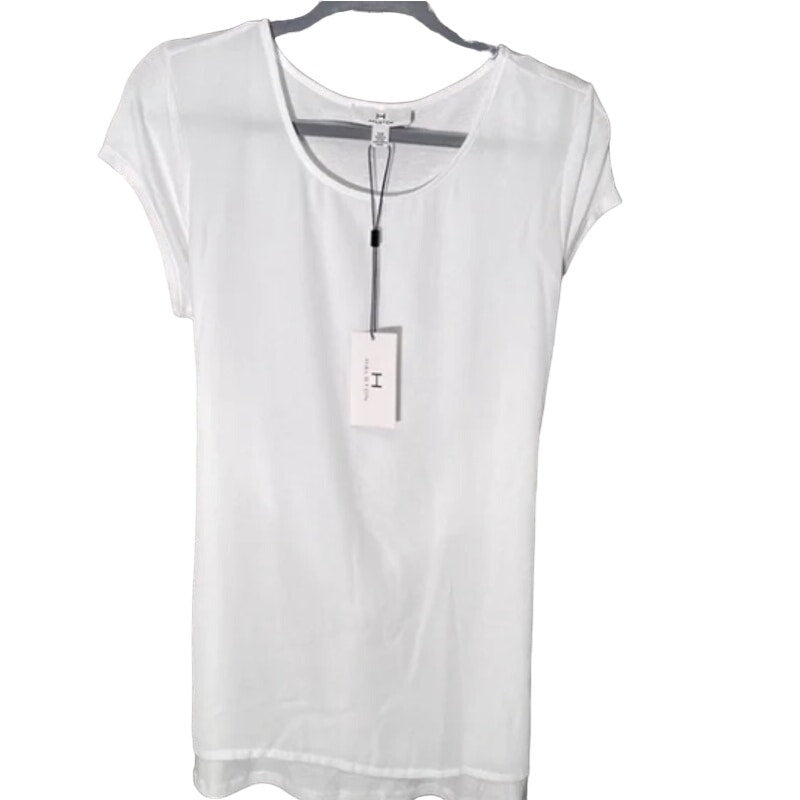 H by Halston White Top crepe layered front tie back detail Medium career casual