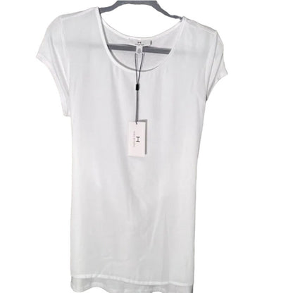 H by Halston White Top crepe layered front tie back detail Medium career casual