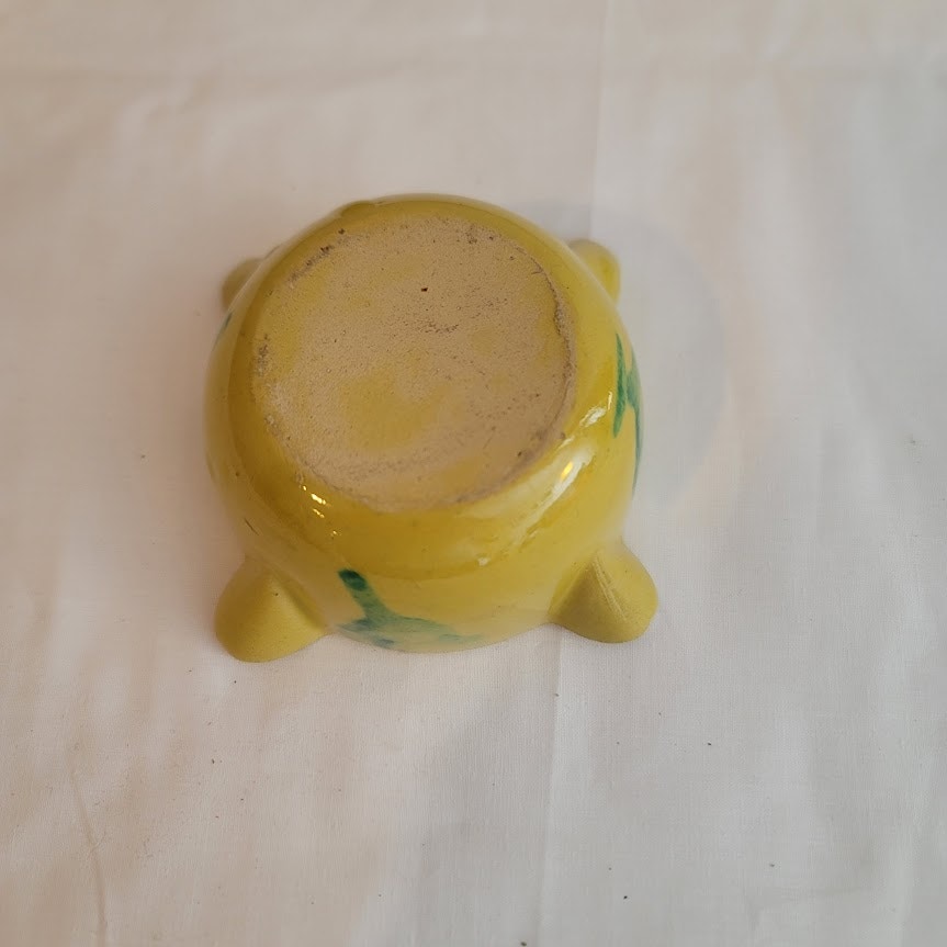 Vintage Traditional Spanish Yellow Ceramic Pottery Mortar Yellow glazed